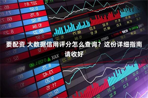 要配资 大数据信用评分怎么查询？这份详细指南请收好